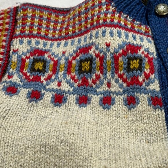 Vintage 80's Brodrene Hallen Oslo Norway Blue Wool Sweater Women's S - Picture 12 of 16
